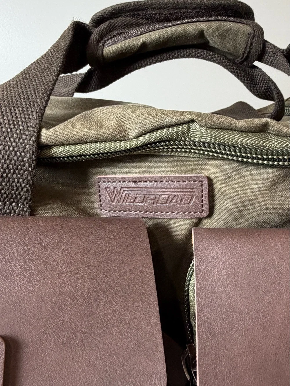 Wildroad 50L Travel Duffel Bag Expandable Canvas Genuine Leather Duffle Weekend